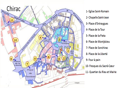 Plan du village de Chirac (Lozère)