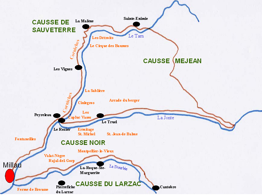 Carte de région de Millau