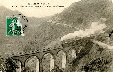 Thiers, le Viaduc du Grand Tournant en 1912